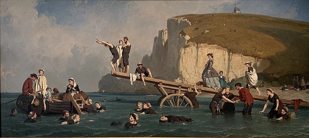 Eugène Lepoittevin-4-Bagni di mare a Étretat